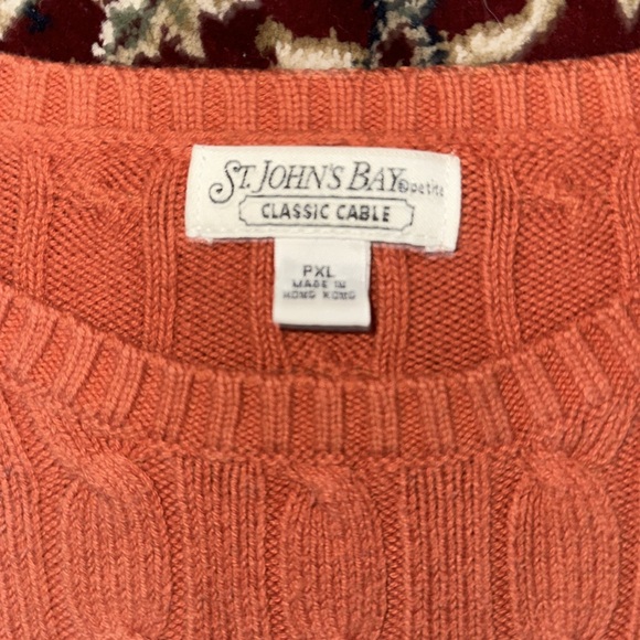 St John’s Bay Autumn/Fall Pumpkin Classic Orange Cable Knit Sweater Size PXL - Picture 3 of 4